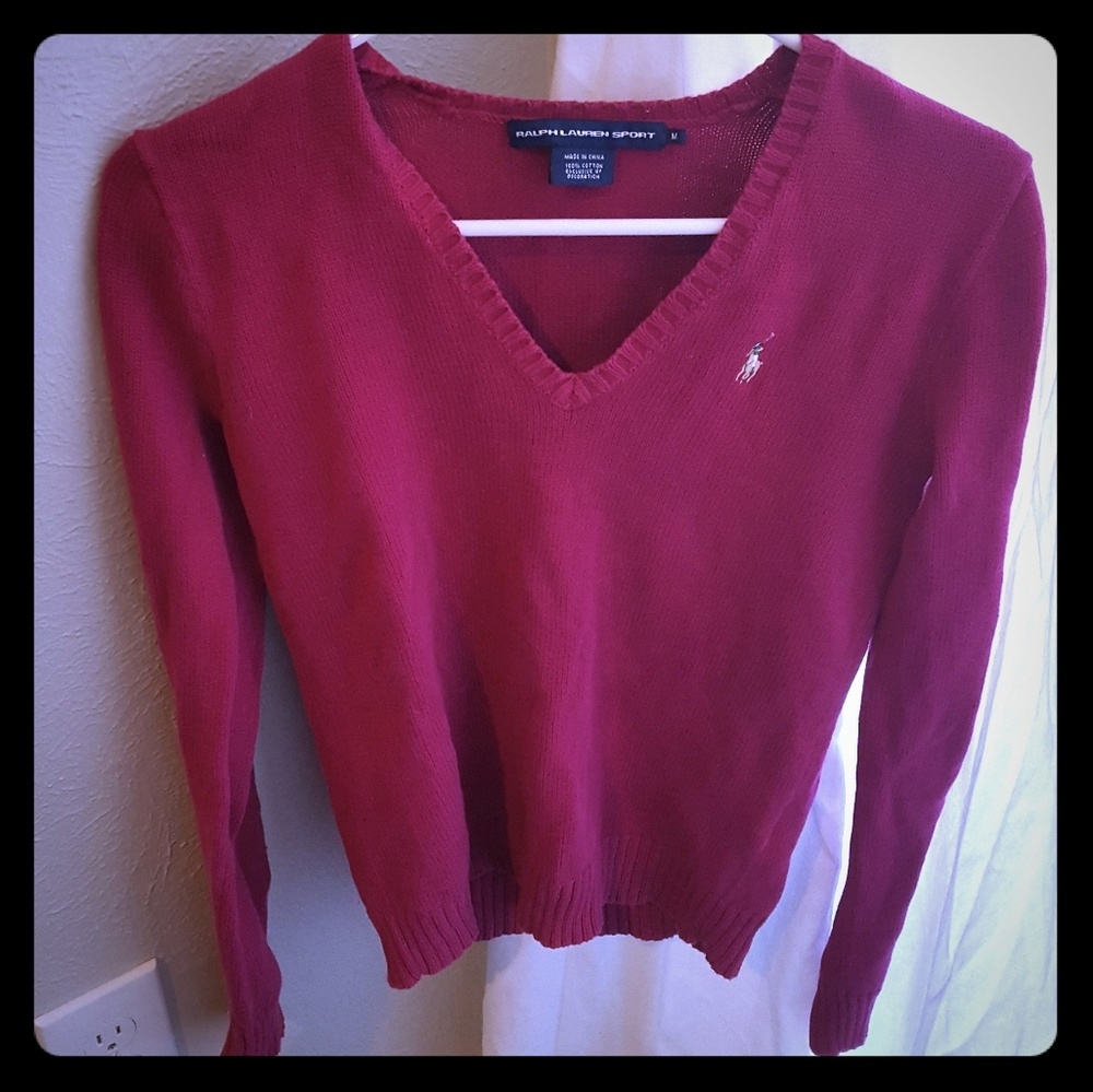 Ralph Lauren pink sweater size medium v-neck